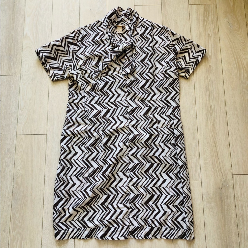 Marni at H&M 100% Silk Dress in Brown & White Size 10